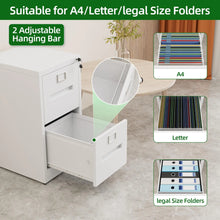 Lade das Bild in den Galerie-Viewer, 2 Drawer File Cabinet, Metal Vertical Filing Storage Cabinet With Lock, A4 Legal Letter Size,Home Office,Assembly Required,White ITDinos®