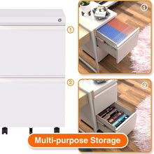 Lade das Bild in den Galerie-Viewer, Aobabo Metal 2 Drawer Office File Cabinet With Lock, Under Desk Office Steel Mobile Cabinet On Wheels, 25.6''H Legal Letter A4 Size,White, Fully Assembled ITDinos®