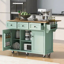 Load image into Gallery viewer, Kitchen Trolley With Rubberwood Folding Leaf Countertops ITDinos®