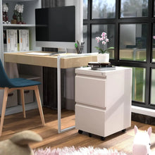 Lade das Bild in den Galerie-Viewer, Aobabo Metal 2 Drawer Office File Cabinet With Lock, Under Desk Office Steel Mobile Cabinet On Wheels, 25.6''H Legal Letter A4 Size,White, Fully Assembled ITDinos®