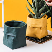 Lade das Bild in den Galerie-Viewer, Home Garden Nordic Ins Ceramic Kraft Paper Bag Flower Pot Green Plant Potted Creative Home Green Succulent Cactus Flower Pot Itdinos