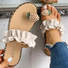 Load image into Gallery viewer, Women Slipper Pineapple Pearl Flat Toe Bohemian Casual Beach Sandals Ladies Shoes Platform 2020 Designer Black Slides Wholesale Itdinos