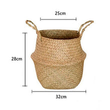 Load image into Gallery viewer, Seagrass Flower Pot Basket Wickerwork Storage Basket Hanging Planter Garden Flower Vase Handmade Plant Basket Wicker Basketwall Itdinos