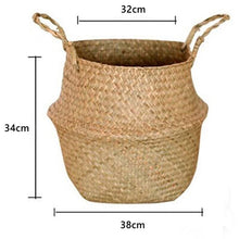 Load image into Gallery viewer, Seagrass Flower Pot Basket Wickerwork Storage Basket Hanging Planter Garden Flower Vase Handmade Plant Basket Wicker Basketwall Itdinos