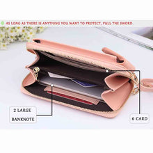 Load image into Gallery viewer, 2020 Women Wallet Solid Color Leather Shoulder Straps Shoulder Bag Mobile Phone Big Card Holders Wallet Handbag Pockets girls