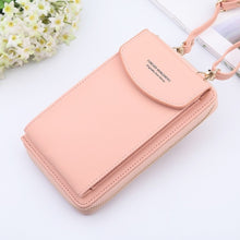 Load image into Gallery viewer, 2020 Women Wallet Solid Color Leather Shoulder Straps Shoulder Bag Mobile Phone Big Card Holders Wallet Handbag Pockets girls