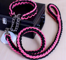Load image into Gallery viewer, Double Strand Rope Large Dog Leashes Metal P Chain Buckle National Color Pet Traction Rope Collar Set For Big Dogs 1.2m Length Itdinos