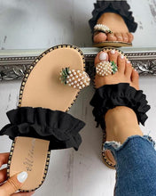 Load image into Gallery viewer, Women Slipper Pineapple Pearl Flat Toe Bohemian Casual Beach Sandals Ladies Shoes Platform 2020 Designer Black Slides Wholesale Itdinos