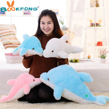 Lade das Bild in den Galerie-Viewer, BOOKFONG 45cm Colorful Dolphin Plush Doll Toy Luminous Plush Stuffed Flashing Cushion Pillow With LED Light Party Birthday Gift Itdinos