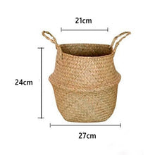 Load image into Gallery viewer, Seagrass Flower Pot Basket Wickerwork Storage Basket Hanging Planter Garden Flower Vase Handmade Plant Basket Wicker Basketwall Itdinos
