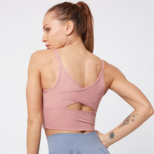 Lade das Bild in den Galerie-Viewer, Kaminsky Nylon Mesh Fitness Bra Cross Beauty Back Sports Top Stitching Breathable Gym Sports Bra Women Sexy Tank Top Itdinos