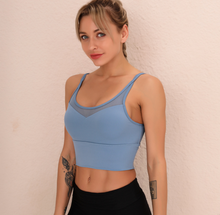 Lade das Bild in den Galerie-Viewer, Kaminsky Nylon Mesh Fitness Bra Cross Beauty Back Sports Top Stitching Breathable Gym Sports Bra Women Sexy Tank Top Itdinos
