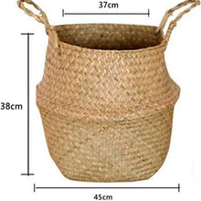 Load image into Gallery viewer, Seagrass Flower Pot Basket Wickerwork Storage Basket Hanging Planter Garden Flower Vase Handmade Plant Basket Wicker Basketwall Itdinos