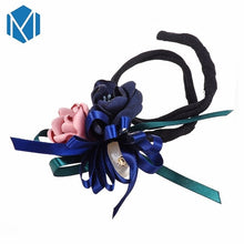 Load image into Gallery viewer, M MISM Women Flower Donut Bun Maker Big Pearls Ribbon DIY Hair Style Making Tools Korean Fashion Style Hair Curler Accessories Itdinos