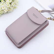 Load image into Gallery viewer, 2020 Women Wallet Solid Color Leather Shoulder Straps Shoulder Bag Mobile Phone Big Card Holders Wallet Handbag Pockets girls