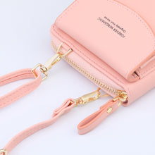 Load image into Gallery viewer, 2020 Women Wallet Solid Color Leather Shoulder Straps Shoulder Bag Mobile Phone Big Card Holders Wallet Handbag Pockets girls