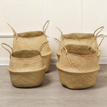 Load image into Gallery viewer, Seagrass Flower Pot Basket Wickerwork Storage Basket Hanging Planter Garden Flower Vase Handmade Plant Basket Wicker Basketwall Itdinos