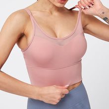 Lade das Bild in den Galerie-Viewer, Kaminsky Nylon Mesh Fitness Bra Cross Beauty Back Sports Top Stitching Breathable Gym Sports Bra Women Sexy Tank Top Itdinos