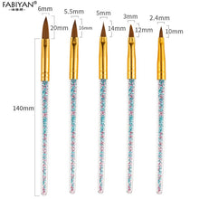 Load image into Gallery viewer, 5Pcs/set 11/13/15/17/19mm Nail Art Crystal Brush UV Gel Builder Painting Dotting Pen Carving Tips Manicure Salon Tools Itdinos