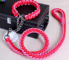 Load image into Gallery viewer, Double Strand Rope Large Dog Leashes Metal P Chain Buckle National Color Pet Traction Rope Collar Set For Big Dogs 1.2m Length Itdinos