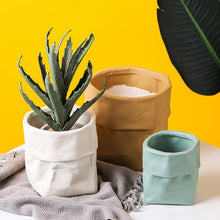 Lade das Bild in den Galerie-Viewer, Home Garden Nordic Ins Ceramic Kraft Paper Bag Flower Pot Green Plant Potted Creative Home Green Succulent Cactus Flower Pot Itdinos