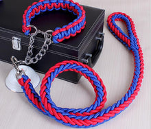 Load image into Gallery viewer, Double Strand Rope Large Dog Leashes Metal P Chain Buckle National Color Pet Traction Rope Collar Set For Big Dogs 1.2m Length Itdinos