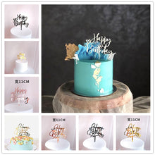 Load image into Gallery viewer, Acrylic Cake Topper Golden Happy Birthday Cake Toppers For Kids Birthday Party Cake Decorations celebrate Birthday dessert gift Itdinos