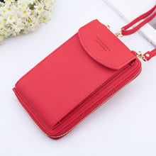 Load image into Gallery viewer, 2020 Women Wallet Solid Color Leather Shoulder Straps Shoulder Bag Mobile Phone Big Card Holders Wallet Handbag Pockets girls