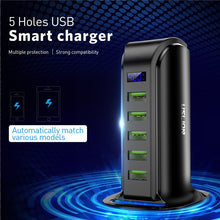 Lade das Bild in den Galerie-Viewer, USLION 5 Port USB Charger HUB LED Display Multi USB Charging Station Dock Universal Mobile Phone Desktop Wall Home EU UK Plug Itdinos
