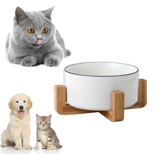 Load image into Gallery viewer, Ceramic Raised Cat Bowl With Wood Stand Itdinos