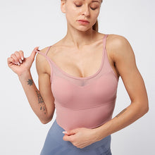 Lade das Bild in den Galerie-Viewer, Kaminsky Nylon Mesh Fitness Bra Cross Beauty Back Sports Top Stitching Breathable Gym Sports Bra Women Sexy Tank Top Itdinos
