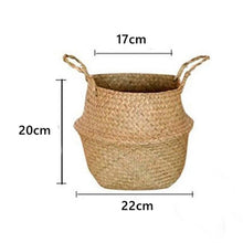 Load image into Gallery viewer, Seagrass Flower Pot Basket Wickerwork Storage Basket Hanging Planter Garden Flower Vase Handmade Plant Basket Wicker Basketwall Itdinos