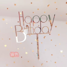 Load image into Gallery viewer, Acrylic Cake Topper Golden Happy Birthday Cake Toppers For Kids Birthday Party Cake Decorations celebrate Birthday dessert gift Itdinos