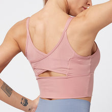 Lade das Bild in den Galerie-Viewer, Kaminsky Nylon Mesh Fitness Bra Cross Beauty Back Sports Top Stitching Breathable Gym Sports Bra Women Sexy Tank Top Itdinos
