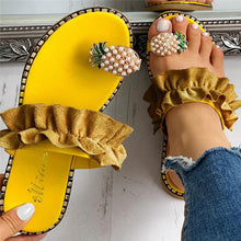 Load image into Gallery viewer, Women Slipper Pineapple Pearl Flat Toe Bohemian Casual Beach Sandals Ladies Shoes Platform 2020 Designer Black Slides Wholesale Itdinos