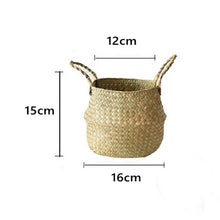 Load image into Gallery viewer, Seagrass Flower Pot Basket Wickerwork Storage Basket Hanging Planter Garden Flower Vase Handmade Plant Basket Wicker Basketwall Itdinos