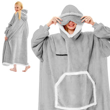 Load image into Gallery viewer, IFNOW Wearable Blanket Hoodie Oversized Sherpa Fleece Hooded Sweatshirt Blanket with Eye Mask Cozy and Giant Blanket Hoodie with Sleeves Extra Long for Adults Men Women Grey ITDinos®
