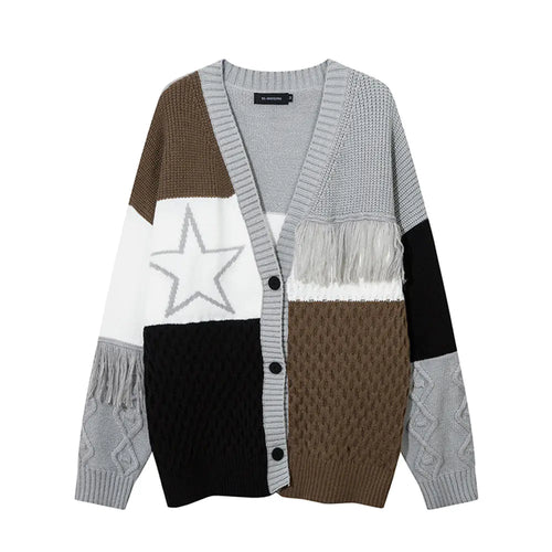 Men's Contrast Color Tassel V-neck Knitted Cardigan ITDinos®