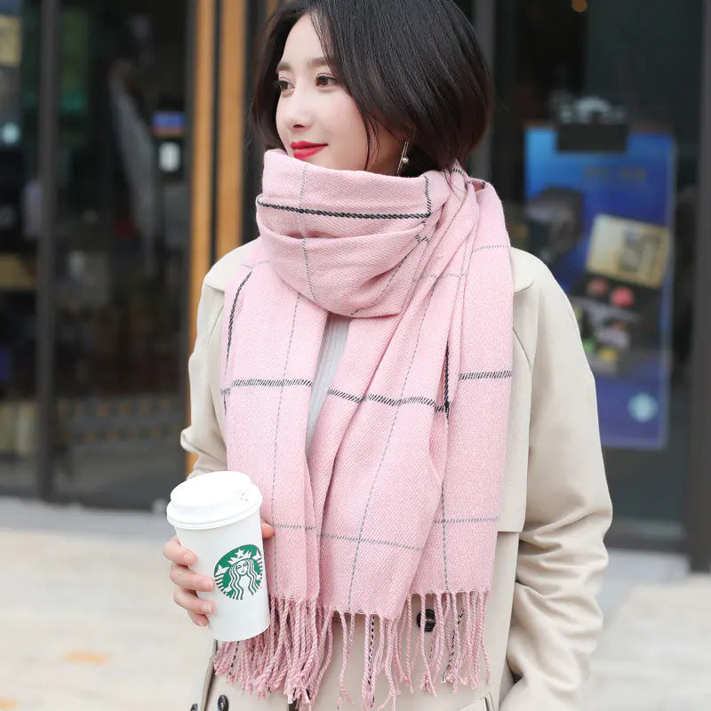 Plaid Scarf for Women - Thick Warm Shawl for Winter