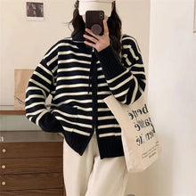 Load image into Gallery viewer, Contrast Color Striped Knitted Cardigan for Women ITDinos®
