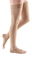 Lade das Bild in den Galerie-Viewer, Mediven Comfort for Women 30-40 mmHg – Open Toe Thigh High Compression Stockings Semi-Transparent Hosiery III-Petite Natural
