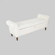 Load image into Gallery viewer, Beige Teddy Velvet Multifunctional Storage Rectangular Sofa Stool ITDinos®
