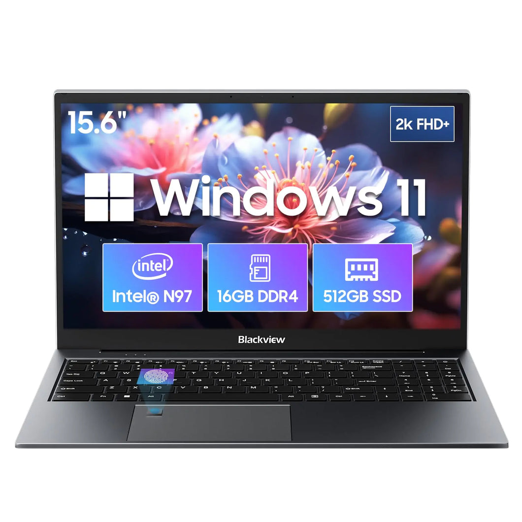 Blackview 15.6 Inch Laptop Computer | Gaming Laptop | 16GB(up to 32GB) RAM 512GB SSD | N97 Processor | FHD 1920 * 10800 | 180 Angle Open | Windows 11 Pro | Fingerprint Unlock Gray ITDinos®