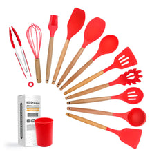 Load image into Gallery viewer, Wooden Handle Silicone Kitchen Utensil Set (11 Pieces) ITDinos®
