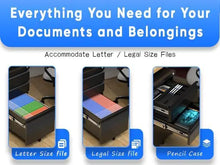 Load image into Gallery viewer, 3 Drawer Mobile File Cabinet, Fully Assembled Office File Cabinets,Letter Legal A4 Size Drawer,Black ITDinos®
