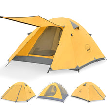 Load image into Gallery viewer, KAZOO Waterproof Backpacking Tent 2/3 Person Lightweight Camping Tents 2/3 People Hiking Tents Aluminum Frame Double Layer (3P Yellow) ITDinos®

