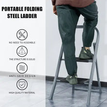 Lade das Bild in den Galerie-Viewer, 2 Step Ladder, Step Stool For Adults, Folding Step Stool With Wide Anti-Slip Pedal, Sturdy Steel Ladder
