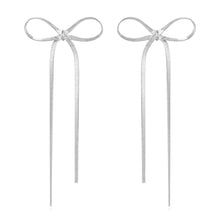 Load image into Gallery viewer, CUFELMU Long Chain Bow Drop Earrings for Women Silver Bowknot Tassel Dangle Earrings Fashion Jewelry Gifts ITDinos®

