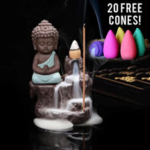 Load image into Gallery viewer, Creative Purple Clay Monk Incense Burner Desktop Decor ITDinos®
