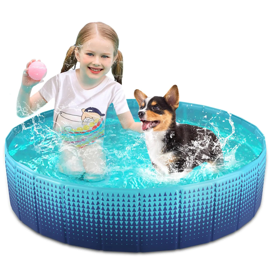 Jasonwell Foldable Dog Kiddie Pool - Hard Plastic Kids Paddling Pool Toddler Baby Swimming Pool for Backyard Collapsible Whelping Box Pet Doggie Cats Wading Pool Bathtub for Puppy Large Dogs 40In ITDinos®